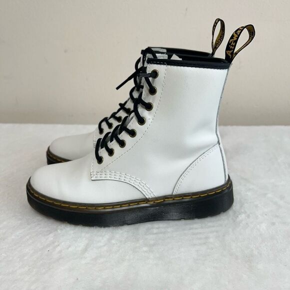 Dr. Martens White Zavala Combat Boots Lace Up 6 Women - Picture 4 of 11